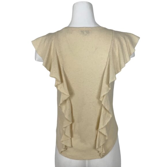 Ted Baker Kathley Frill Tank Top 3 US/8 Linen Blend Cream Sleeveless Ruffles - Picture 2 of 12